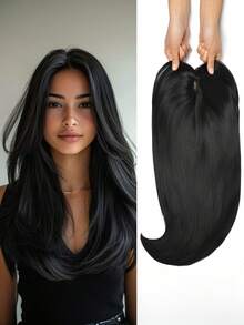 [22 英寸直发假发块] 优雅的 18-22 英寸女士直发假发块，高温纤维，浅棕色到黑色渐变，中年卷发，易于佩戴，理想的圣诞礼物 - 彩色 - 查看 15