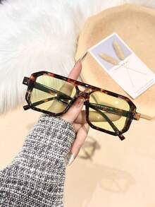 Fashion Street Style Double Bridge Square Frame Glasses - Various - View 9