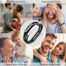 Pulsera de Cuero Hombre Brazalete de Tejidas Hombre con Cierre Magnético Pulseras Piel Trenzado de Moda para Hombres Regalos para Papá Dia de Padre Regalos de Cumpleaños - como en la foto - Ver 7