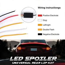 Barra de luces traseras LED de 1 pieza, 120 cm (48 pulgadas) - Luz de carreras roja de alta intensidad para autos, camionetas y SUV con carcasa de fibra de carbono, efecto cinta y montaje cableado de 12 V CC - Montaje adhesivo/con enganche fácil para conducción nocturna y estilo, 12 V, cableado, sin baterías - Luz trasera - 1,2 m - Ver 5