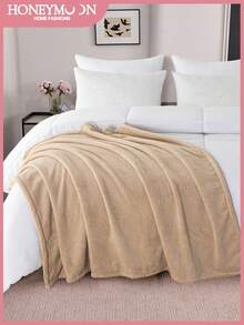 1 pieza Manta de franela de doble cara, manta suave y esponjosa para todas las estaciones, cálida y cómoda, lavable a máquina, para ropa de cama del hogar y ropa de cama de dormitorio universitario, certificada Oeko-Tex, color caqui