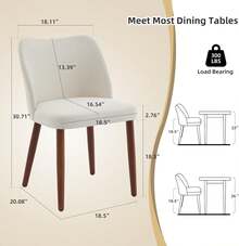 strundghti Modern Dining Chair Set Of 4, Linen Upholstered Kitchen Chair With Sold Wood Legs, Wing Backrest, Wooden Dinner Table, Accent Chair For Dining Room, Living Room - White Linen-4pcs - 查看 2