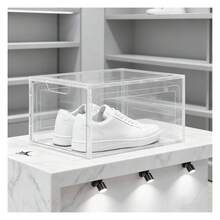 1/2/4/6-Piece Stackable Clear Acrylic Shoe Boxes For High-Quality Sneakers, 360° Transparent Display Boxes With Magnetic Doors For High Heels, 25 X 34 X 18.4 Cm - 6件裝 - 查看 7