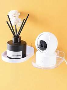 1 pièce Nouvelle étagère murale transparente sans trou pour caméra, support universel de surveillance pratique. Étagère multifonctionnelle pour rangement divers, utilisation intérieure et extérieure, pour dortoir, voiture, maison. Étagère polyvalente pour de multiples scénarios.