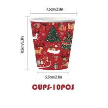 130pcs Red Christmas Disposable Tableware Set, Including 30 Paper Cups, 30 7-Inch Paper Plates, 30 9-Inch Paper Plates And 40 Paper Napkins, Perfect For Camping, Patio Barbecues, Picnics,Weddings,Christmas, Parties And Birthdays, Suitable For Party Decorations, Home Decorations, Birthday Decorations, Birthday Party Decorations,