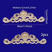 2pcs Unfinished Wooden Carved European Retro Decorative Appliques, Featuring Intricate European Relief Patterns, Suitable For Cabinets, Doors, Furniture, Accent Walls, Entryways, Stairways, Christmas Decor, DIY Decoration, Architectural Trim - Multicolor - View 5