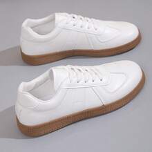 Women's White Sneakers, Casual Thick Sole Platform Shoes, Non-Slip Increase Height Leather Upper Student Shoes - White - View 10