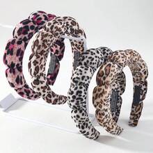 Diadema con estampado de leopardo, diadema de maquillaje, pinza para el cabello para el cuidado facial de las mujeres, regalo de spa, fiesta, salida casual, compacta y ligera, diadema, aros para el cabello