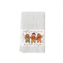 1 pieza/2 piezas/4 piezas Toalla de limpieza de cocina súper suave de microfibra con diseño de pan de jengibre, cuadros escoceses y rayas, de 45*66cm, decoración de cocina navideña, paño de platos, decoración navideña para el hogar, regalo de inauguración de casa para el baño