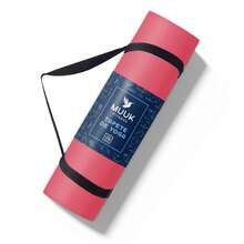 MUUK FITNESS Tapete de Yoga Foamy Antideslizante 150 x 59 cm | Esterilla Ligera de 8 mm con Correa de Transporte| Almohadilla para Rodillas y Codos | Material EVA Resistente, Ligero y Cómodo | Ideal para Ejercicio en Casa, Gimnasio, Parque, Viajes, Meditación y Estiramientos - Rojo - Ver 2
