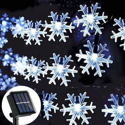 Solar Snowflake Light String, 5M 20LED/ 7M50LED,/12M100 LED Christmas Decoration Light, Color/Warm White/White, 8-Light Mode, Outdoor Waterproof Garden Decoration, Party, Courtyard, Festival, Party, Christmas Tree, Indoor And Outdoor Decoration
