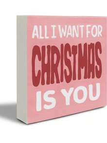 Christmas Festive Pink PVC Sign, "I'm Dreaming Of A Pink Christmas" Desk Decor, Home & Office Holiday Ornament For Various Room Types, Indoor Non-Electric Collectible Figurine - Pack Of 1 - Pink - View 4