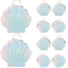 2pcs/5pcs/10pcs,Seashell Party Favor Bag For Mermaid Birthday Decorations And Under The Sea Theme Party Summer Ocean Beach Picnic Party Celebration Gift Bag Goodie Treat Bags Party Supplies(Blue) - 藍色 - 查看 8