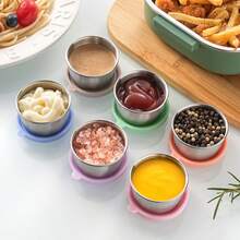 Small Leakproof 3/6x1.6oz Reusable Stainless Steel Salad Dressing Containers With Lids - For Lunch Boxes, Sauce Containers, Picnics, Travel Meal Prep And Kitchen Storage - Multicolor - View 8