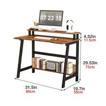 Computer Desk, Wooden Desk With Shelf And Monitor Stand, Computer Desk With Storage Space For Home Office, Office, Living Room, Brown - màu nâu - Xem 9