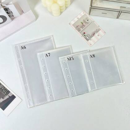 10/20/30/50pcs/Bag A6/A7/M5/A8 Transparent Loose Leaf Pages, Double-Sided Photo Album Refill Pages, Loose Leaf Binder Inserts, Sticker Book Refill Pages, Loose Leaf Binder Pockets, Excellent PP Material, Suitable For Idol Photo Cards, Postcards, Trading Cards, Photos, Campus Cards, Access Cards Storage, Office Stationery, Planner