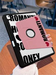 1 Piece, Creative Text Love Double-Sided Printed IPad Tablet Protective Cover, 3-Fold Rotating Anti Bending Transparent Acrylic Hard Shell, Thickened Silicone Four Corner Anti Drop Design, Missing Marked Hole Position, Supports Automatic Wake-Up/Sleep Function, Compatible With IPad 10/9/Pro 11 2024/IPad 11