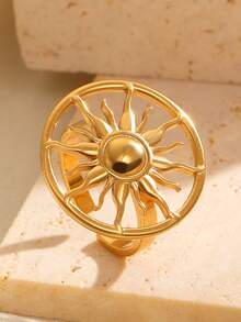 1pc Stainless Steel Sunflower Ring, Fashionable Vintage Style Jewelry Accessory For Women, Suitable For Daily, Gathering, Party And Event Wear