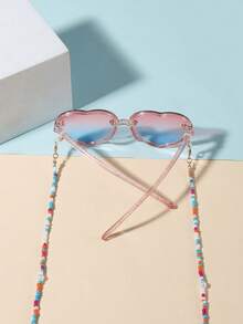 1 Kính thời trang gọng hình trái tim lấp lánh cho bé gái từ 9-14 tuổi kèm 1 dây đeo kính gọng tròn nhiều màu phong cách Bohemian cho các buổi đi chơi ngày lễ, làm quà tặng ngày lễ và tiệc tùng - Nhiều màu - Xem 4