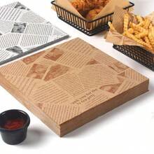 50/100pcs Greaseproof Paper, Oil-Resistant Tray Liner, Printed Paper For Sandwiches, Waterproof And Grease-Proof Wrapping Paper For Hot Dogs And Baked Goods (Brown)