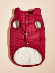 秋冬宠物保暖夹克，猫/狗防风隔热棉衣 - 紅色 - 查看 4