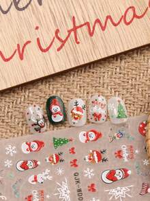 2 piezas Pegatinas de arte de uñas de Navidad con diseños de copos de nieve, Papá Noel, campanas, árbol de Navidad, gorro de Navidad, reno y muñeco de nieve, con acabado de relieve 5D exquisito y fácil aplicación para decoración de uñas, manualidades, regalos, maquillaje de fiesta, estilo Y2K