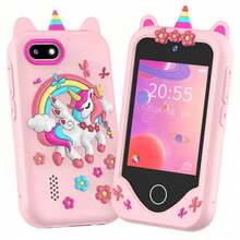 互动式儿童智能手机玩具，触摸屏高清双摄像头，内置44款游戏，4800万像素，1080P高清，适合3-10岁女孩的益智旅行玩具，是完美的生日、圣诞节、万圣节礼物。 - 彩色 - 查看 2