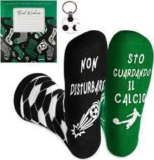 Calzini divertenti da uomo e donna con il motivo "NON DISTURBARE, STO GUARDANDO IL CALCIO", calzini invernali antiscivolo in cotone, idee regalo per papà, nonno, amico per compleanni e Natale