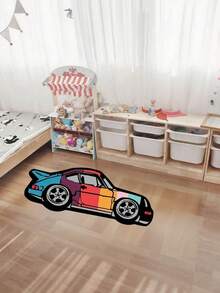 1 pieza Alfombra de coche de terciopelo multicolor asimétrica, suave y absorbente, felpudo de entrada del hogar, decoración del hogar, decoración de fiesta, decoración navideña