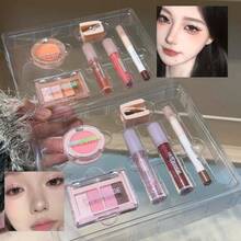 HERORANGE Mini Makeup Set: Matte Blush, Eyeshadow Palette, Lip Gloss And Eyeliner Pencil / Gift For Girlfriend - Multicolor - View 3