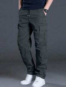 男士 2 件組多口袋直筒工裝褲，寬鬆版型戶外通勤休閒長褲，春秋款 - 彩色 - 查看 2