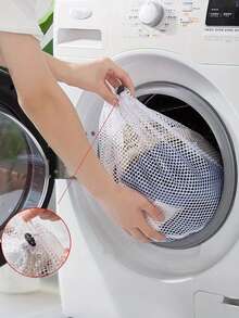 1pc Laundry Wash Bag With Drawstring And Honeycomb Mesh For Delicates, Thick Fine Mesh Washing Machine Bag, Hanging Mesh Laundry Hamper, Multi-Functional Clothes Storage Mesh Bag, Wall-Mounted Changing Clothes Bag, Large Dirty Clothes Storage Laundry Bag For Bathroom, Apartment, RV, College Dorm, Laundry Organization For Bathroom Bedroom Travel Essentials Travel Accessories Vacation Summer Holiday Back To School - White - View 8