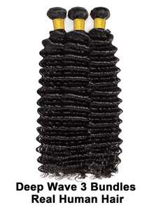 深波浪巴西真人发束，巴西原生快速编织深波浪1/3/4束装，女士专用，自然黑，32英寸 - SNatural - 查看 35