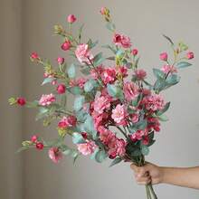 5 Pcs Decorative Plants, Dried Flowers, Fake Flowers For Wedding, Home, Party Decoration,Table Centerpiece Arrangement  Indoor Decor Window Tabletop Office Colorful - 深粉紅色 - 查看 4