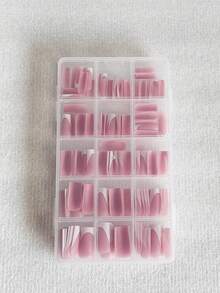 150片法式深V美甲贴纸，法式美甲专用长方形粉色三合一美甲贴，持久耐用，适合DIY美甲，15种尺寸美甲用品 - 粉色 - 查看 3