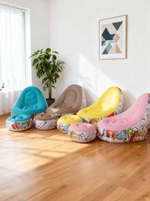 1pc Inflatable Sofa, Inflatable Camping Chair, Inflatable Slouchy Sofa, Inflatable Chair, Foldable Portable Inflatable Chair, Suitable For Living Room, Bedroom, Reading Room, Bedroom, Balcony, Outdoor Camping, Easy To Store And Carry, Leisure And Entertainment, Dorm, Backrest Chair - Multicolor - View 9