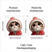 Pegatinas de PVC con diseño de gato lindo con gorro de Navidad de punto para decoración navideña del hogar, fácil de pegar sin dejar residuos, removible y autoadhesivo para baño, puertas de vidrio y interruptores de luz, diseño festivo de gato de ojos grandes y forma asimétrica para un ajuste perfecto, pegatinas de PVC estilo de dibujos animados para decoración navideña de ventanas