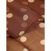 1pc Women's Elegant Minimalist Classic Polka Dot Printed Chiffon Scarf, Lightweight & Breathable Shawl Wrap - Cà phê nâu - Xem 5