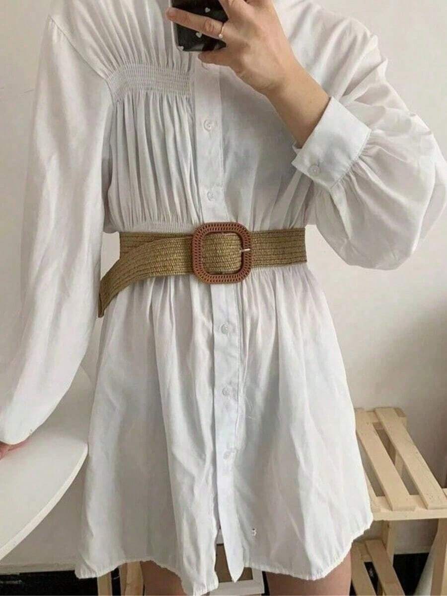 Women's Straw Belt With Elastic, Summer Fashion, Party, Boho Chic - 卡其色 - 查看 1