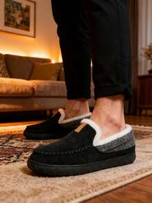Giày lười da lộn mùa đông cho nam, giày mềm mại và thoải mái, giữ ấm, giày công sở, giày Moccasin cỡ lớn, quà tặng Giáng sinh - màu đen - Xem 6