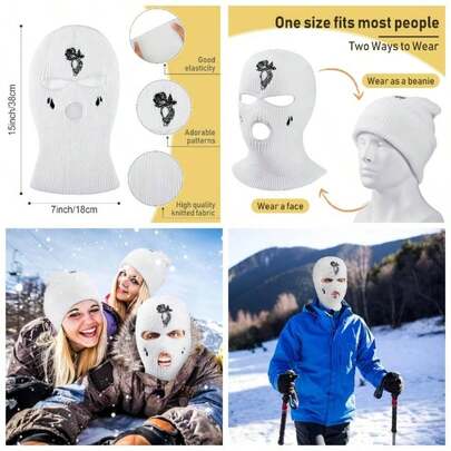 Mscara de esqu de Punto de 3 Agujeros, 2 Unidades, pasamontaas de Punto de Tres Agujeros, Gorro de Invierno para Actividades al Aire ltima intervensin