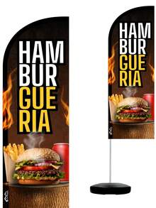 Wind Banner Completo 2,10m Hamburgueria