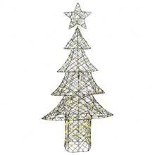 vidaXL 240 Warmweiße LEDs, 180 Cm Rattan Weihnachtsbaum - Beige - Übersicht 2