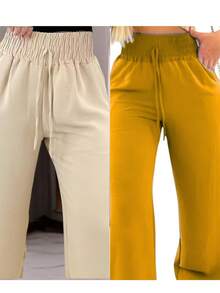 Simple Polyester Daily Pocket - Beige + Mustard - View 1