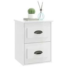 vidaXL Wandnachttisch Hochglanz-Weiß 41,5x36x53 Cm - White - View 4