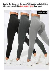 Conjunto de tres piezas de ropa deportiva de mujer para verano, pantalón largo elástico y sin costuras, pantalón de yoga de cintura alta con control del abdomen y transparencia, adecuado para fitness, correr, ciclismo, yoga, ejercicio y uso casual.