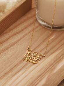 Dainty Cat Name Necklace, Custom Name Necklace, Minimalist Necklace, Customized 1-3 Name Cat Pendants,Personalised Gifts, Cat Memorial Gift, Cat Lovers Gift, Christmas Gift - 彩色 - 查看 4