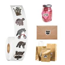 500 pegatinas de mapache en rollo mega - Libro de pegatinas de vinilo con mapaches, mapaches sonrientes y saludando, en formas irregulares (sin bordes cortados) para scrapbook, diario, portátil, teléfono, monopatín - Pegatinas de anime, animales divertidos