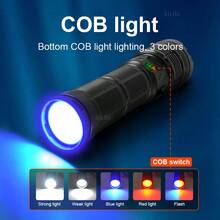 Đèn pin siêu sáng cỡ lớn 190000LM, 11 chế độ, thời lượng pin cực dài, đèn làm việc khẩn cấp đa năng di động, đèn thăm dò tầm xa, thích hợp cho nhu cầu tuần tra câu cá du lịch ban đêm - màu đen - Xem 6