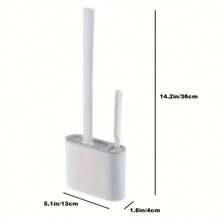 1pc Durable Black Silicone Toilet Brush With Wall Mount Storage Holder - Flat Head Design, Suitable For Bathroom And Kitchen Cleaning, Easy Hanging Storage, Bathroom Cleaning Tool | Modern Bathroom Accessory | Sturdy Silicone Toilet Brush And Holder, All Season Use, Bathroom Cleaning Tool, Bathroom Essential, Toilet Cleaning Tool, Cleaning Product, Toilet Cleaning Product